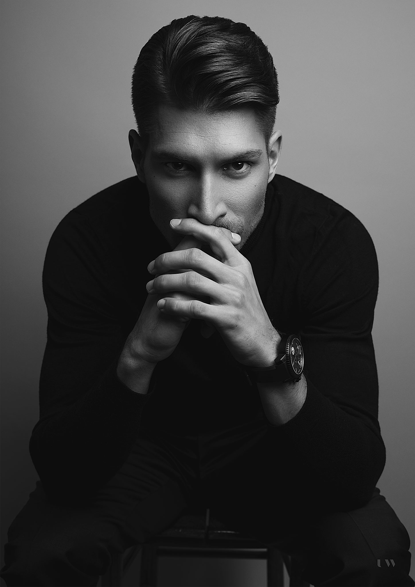 Miha Vodičar black and white portrait